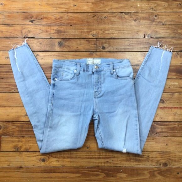 Fp Free Poeple ripped jeans skinny distressed light blue lightweight  size 26 - Picture 1 of 11